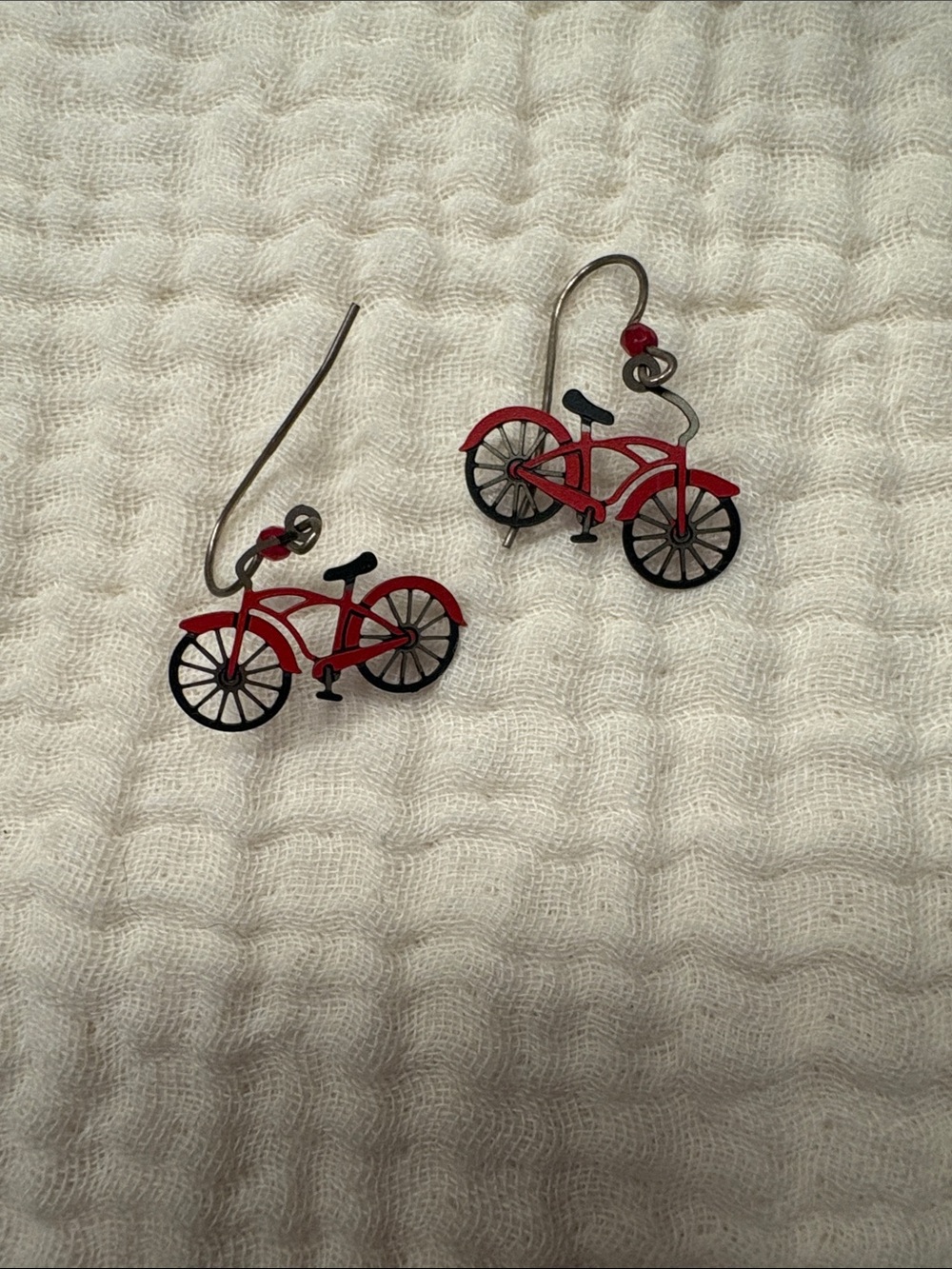 Red Bicycle Dangle Earrings